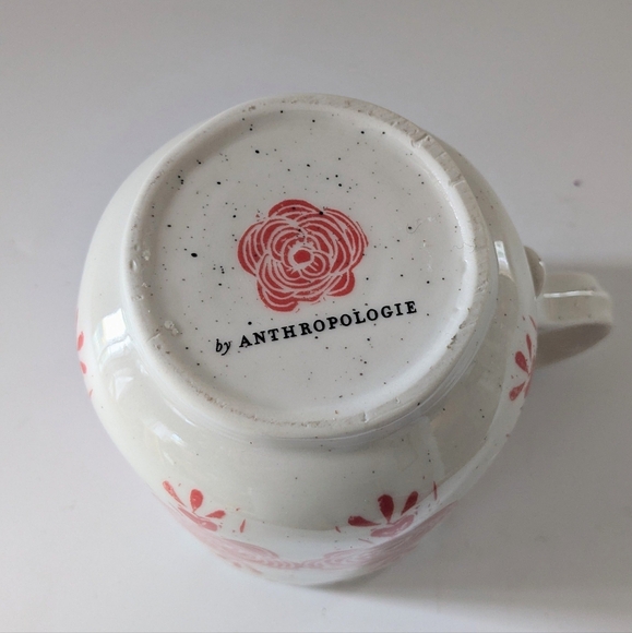 Anthropologie Cup Of Cozy Red White Floral Stoneware Mug Retired Collectible - Picture 4 of 4